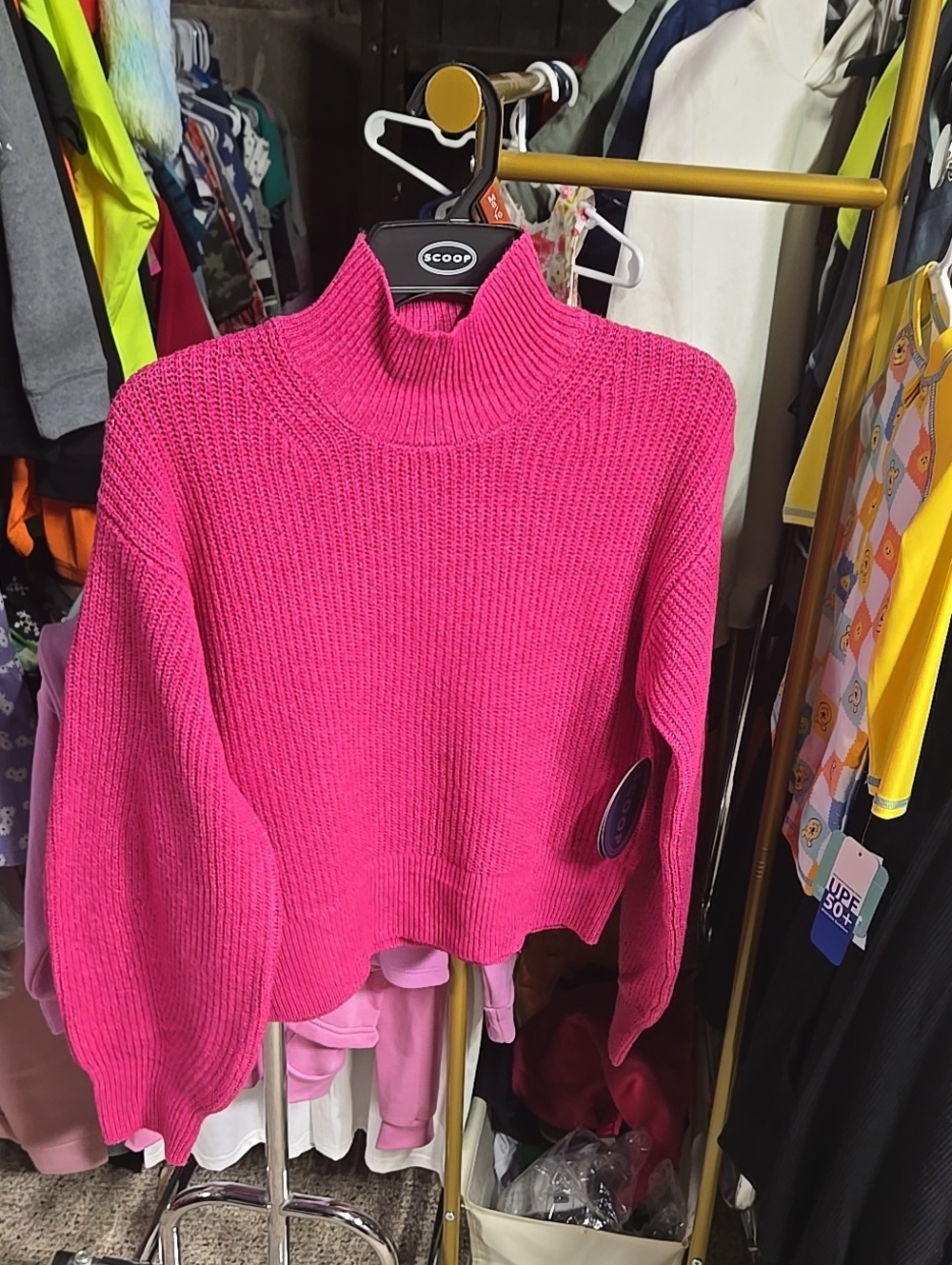 Scoop Women's Bright Pink Turtleneck Knit Sweater
